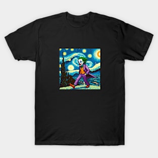 8Bit joker in stary night T-Shirt